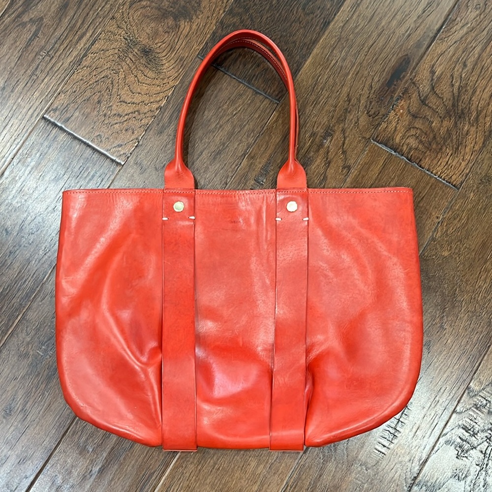 Red Leather Tote Bag - Picture 2 of 9